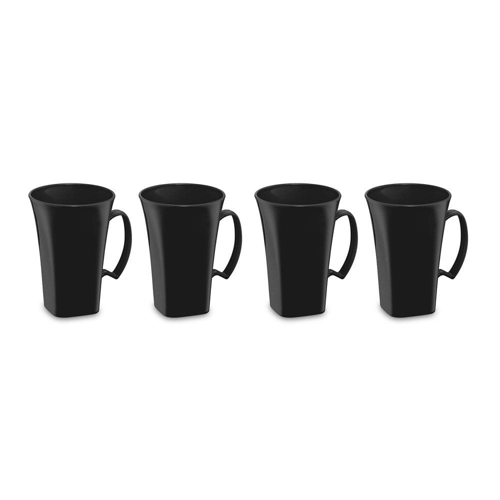 Caneca Preta Cappuccino 400ml Plastico BPA Free Jogo 4un