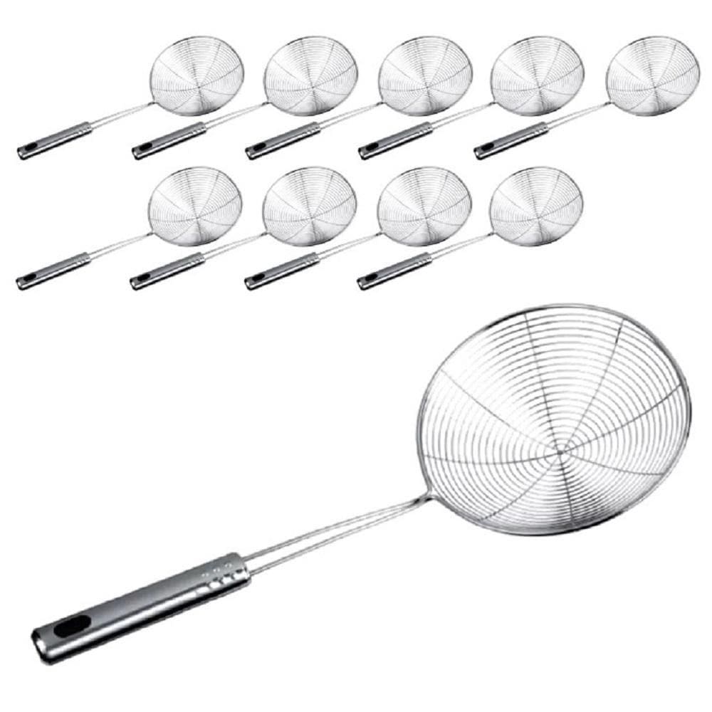 Kit 10 Escumadeira Para Fritura Em Inox Aro 15Cm
