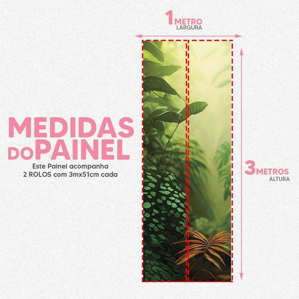 Papel De Parede Painel 3D Folha Floresta Tropical Viníl 1M