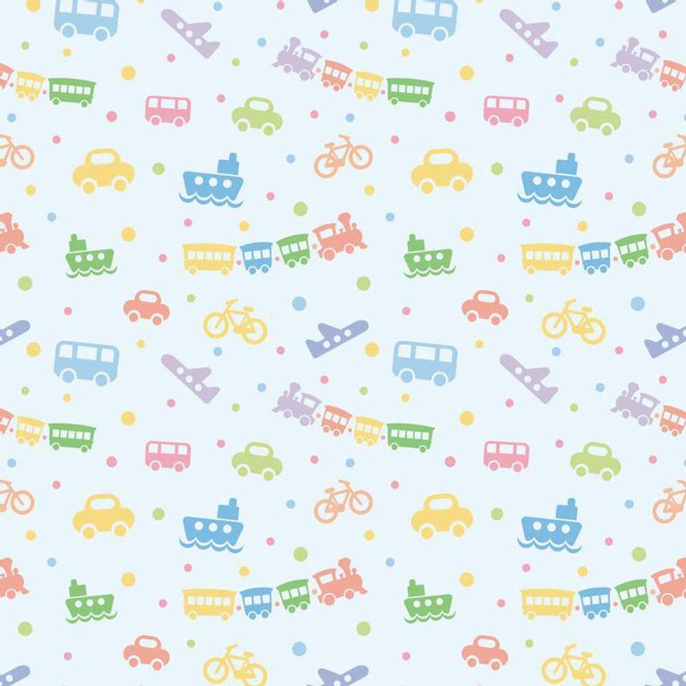 Papel De Parede Azul E Brinquedos Coloridos Infantil Adesivo