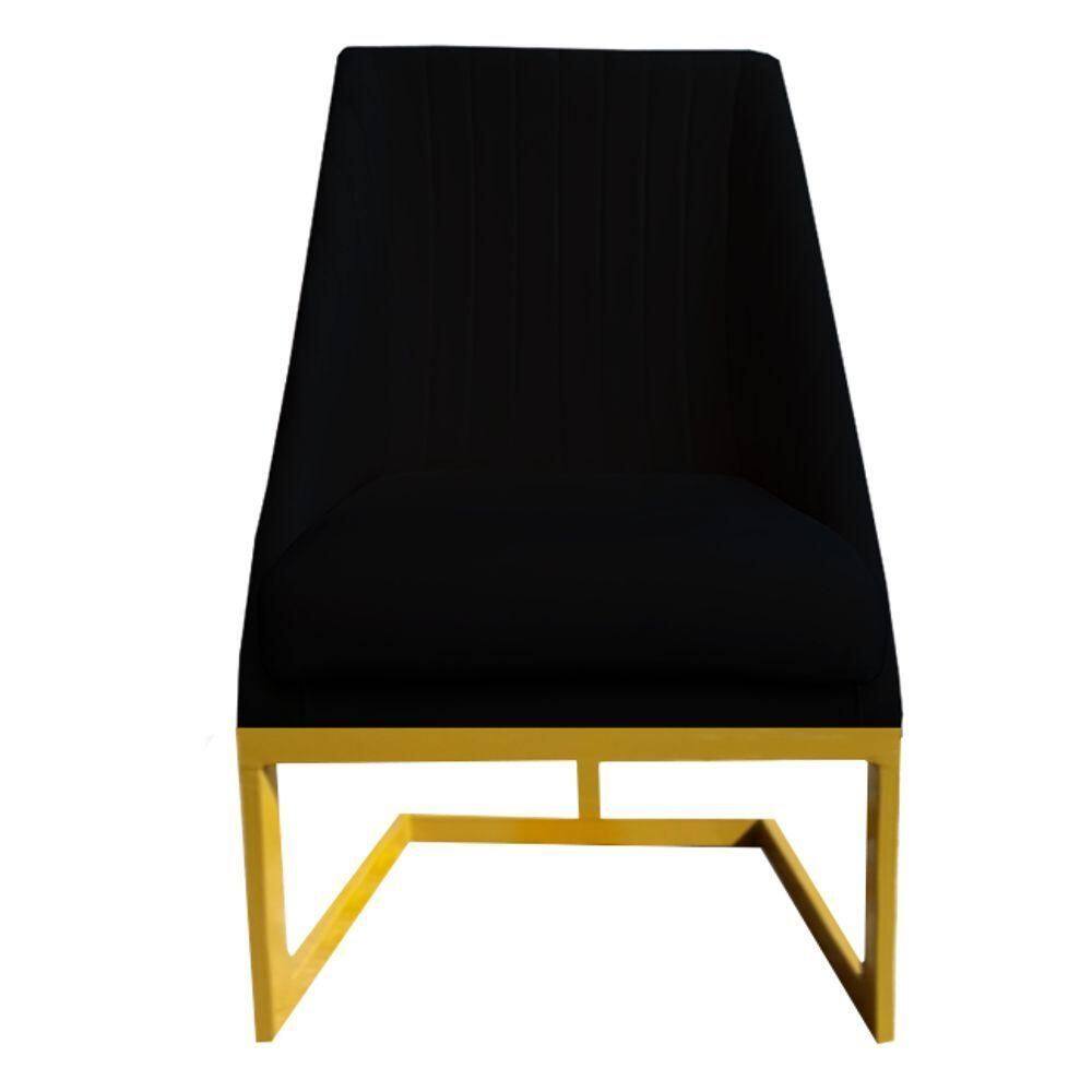 Cadeira Para Sala De Jantar Ana Base De Ferro Veludo Preto D`classe Decor