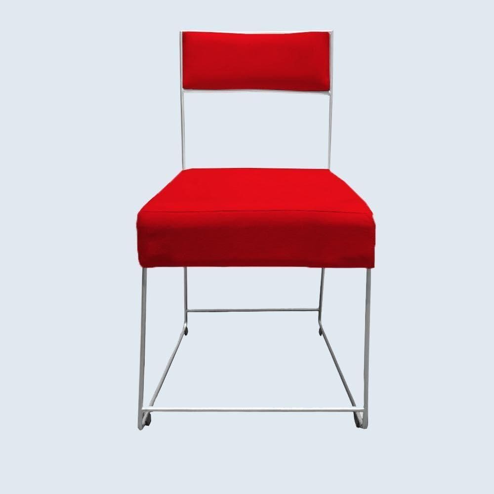 Cadeira Atena Base De Ferro Maciço Prata Suede Vermelho D`classe Decor