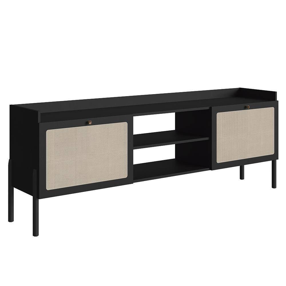 Rack Para Sala Bancada De 65 Pol Pés Madeira Arlo Nero-preto - Mpozenato