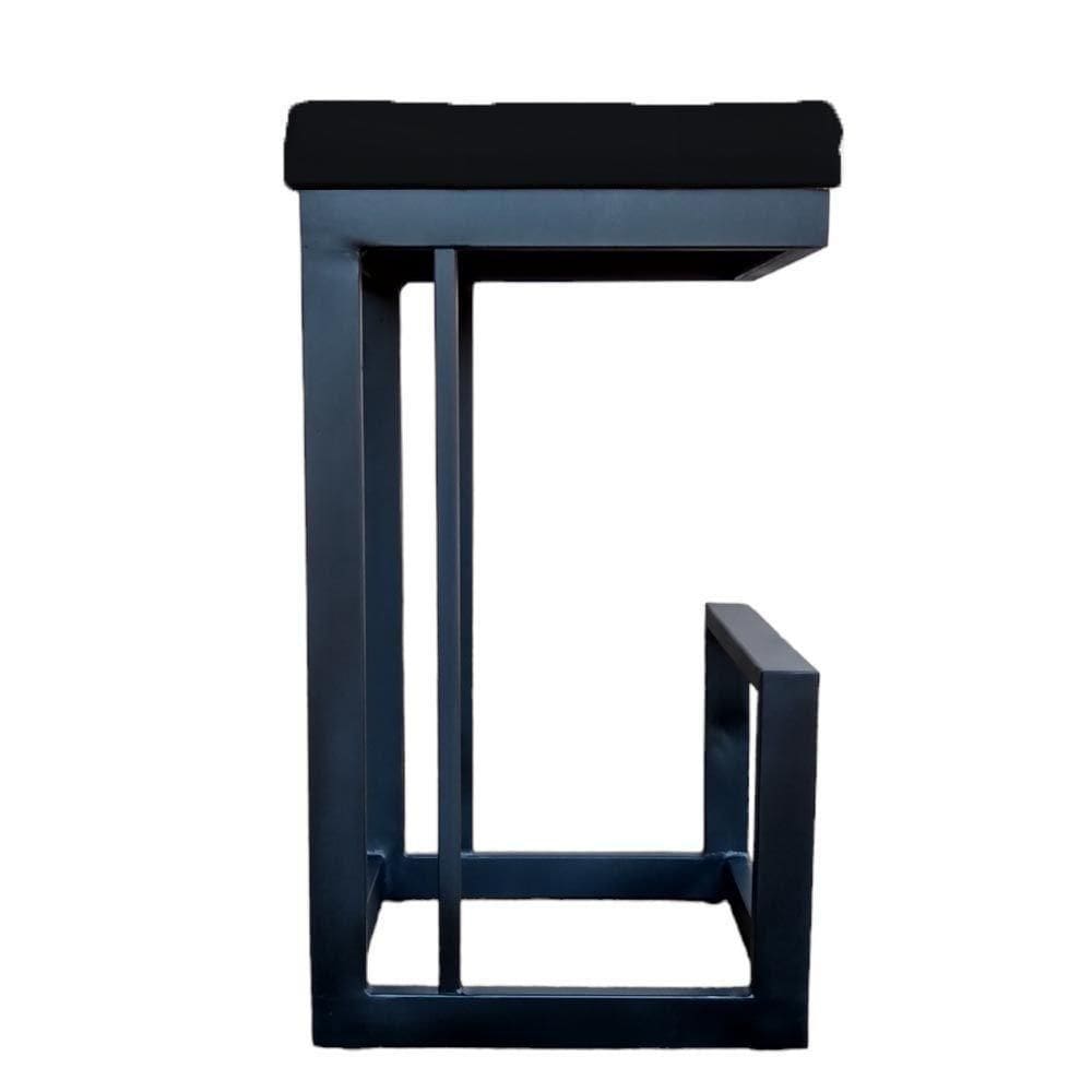 Banqueta Londres Base De Ferro Sued Preto D`classe Decor