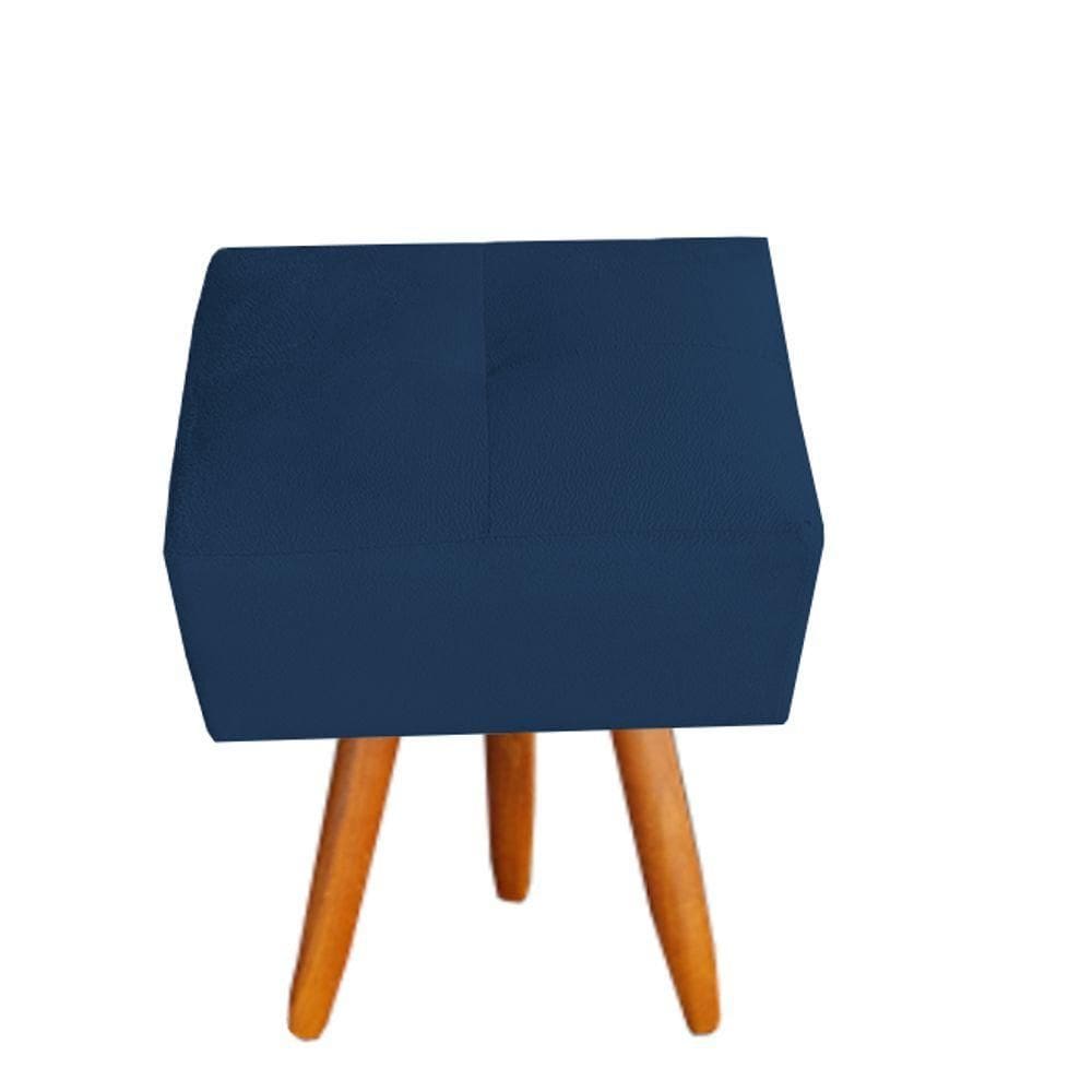 Puff Malu Decorativo Pés Palito Suede Azul Marinho D`classe Decor