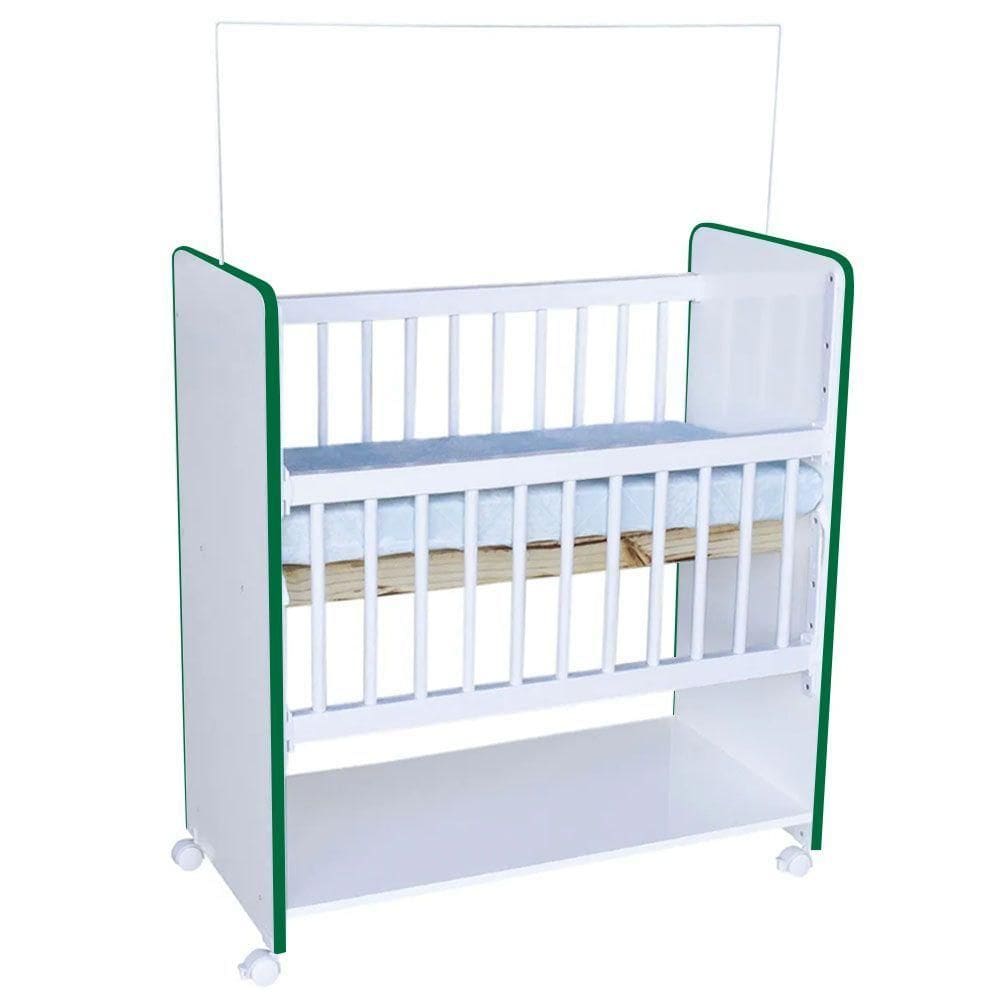 Mini Berço New Baby Bed Side Grade Móvel + Colchão Cor:branco/verde