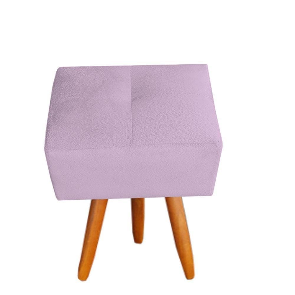 Puff Malu Decorativo Pés Palito Suede Rosa Bebê D`classe Decor