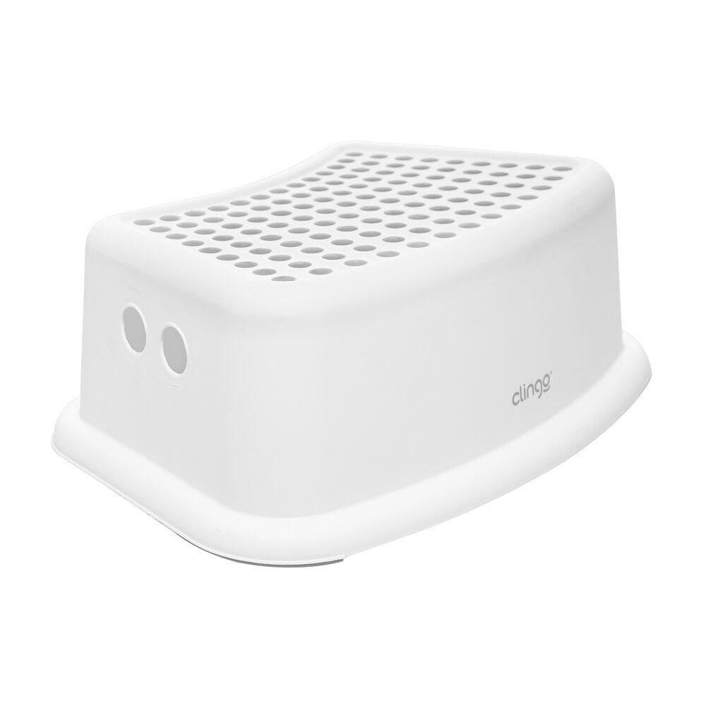 Degrau Infantil Antiderrapante Step Dots Pia Vaso E Banheira Cor Branca E Cinza