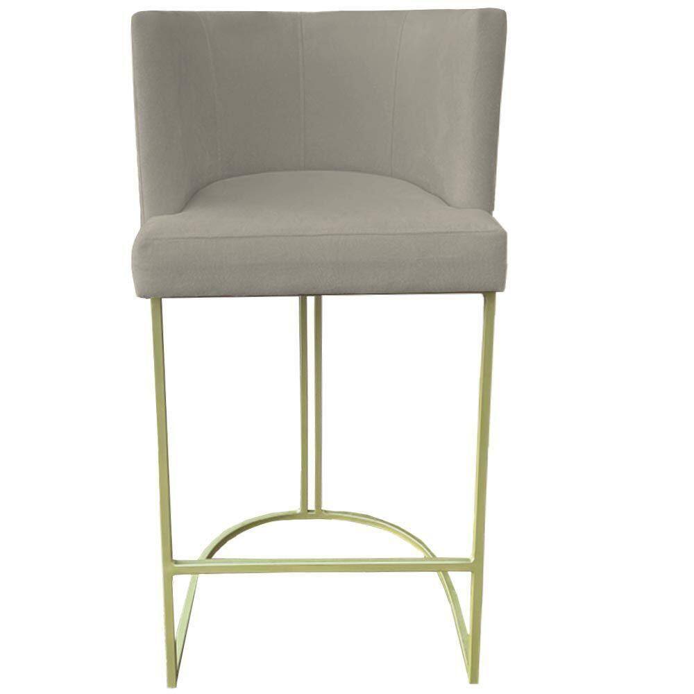 Banqueta Toquio Base De Ferro Sued Bege D`classe Decor