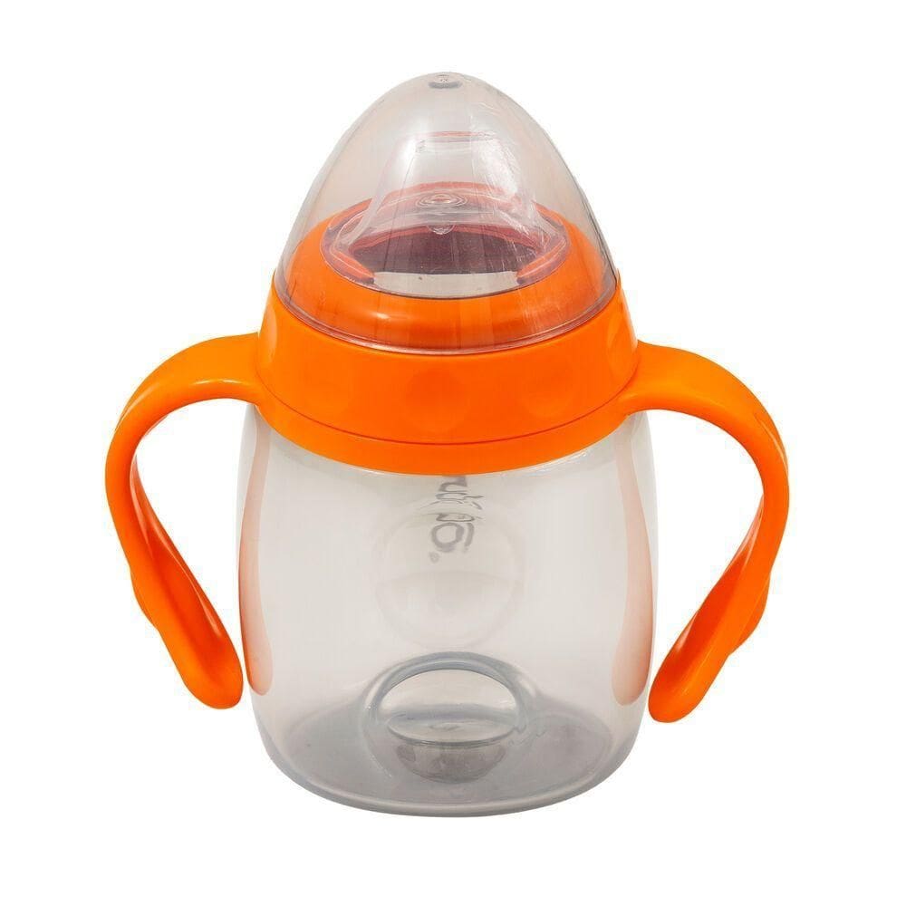 Copo De Transição Bebês Com Alça Dupla Bico Em Silicone Macio Anti-vazamento Laranja