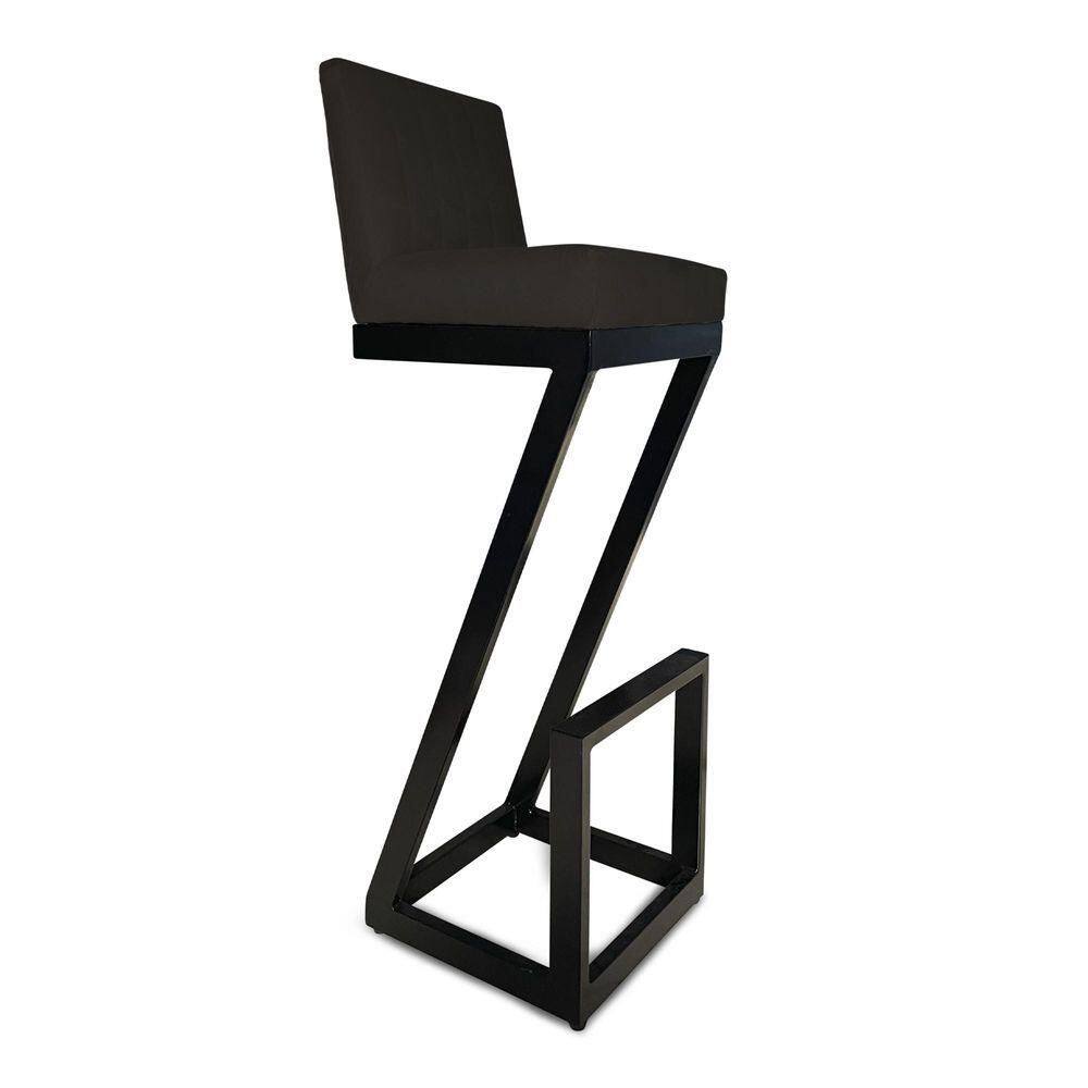 Banqueta Alta Z Base De Ferro Suede Preto D`classe Decor