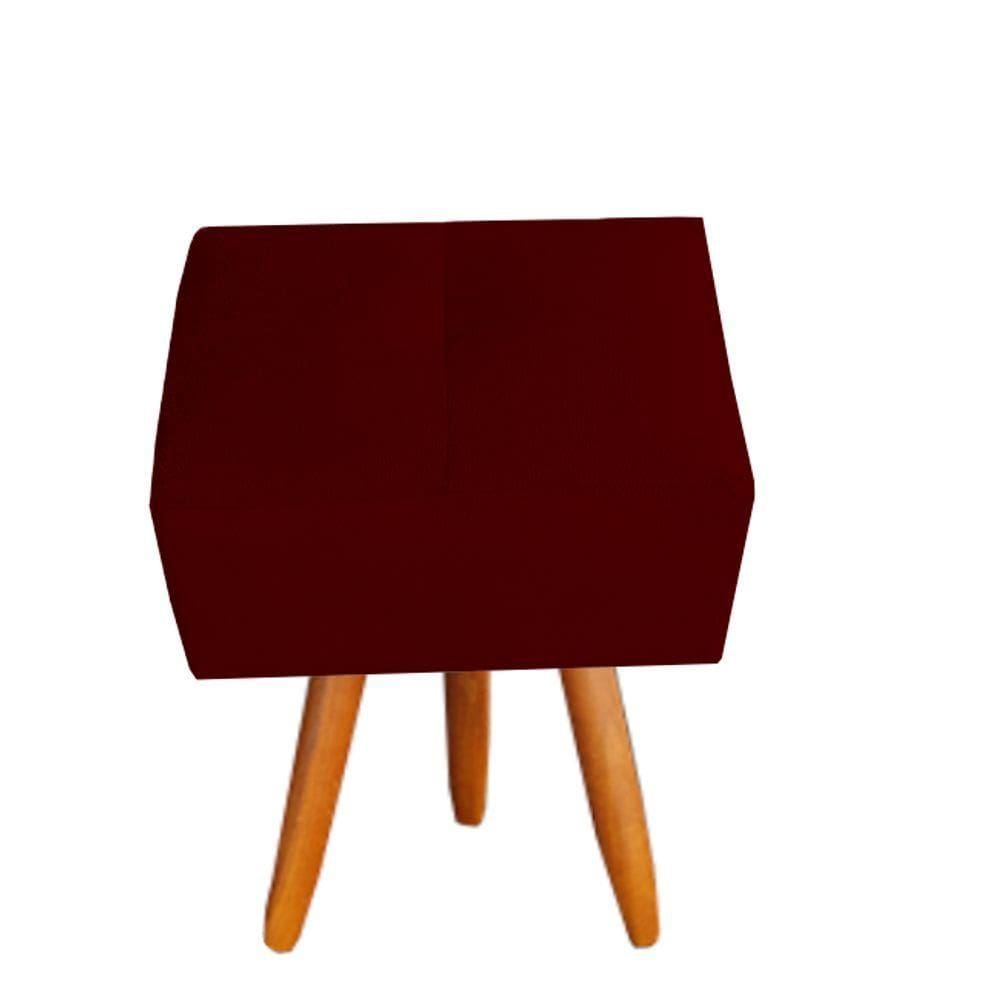 Puff Malu Decorativo Pés Palito Suede Marsala D`classe Decor