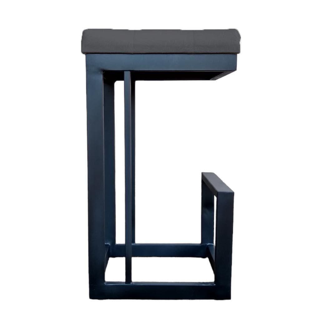 Banqueta Londres Base De Ferro Sued Grafite D`classe Decor