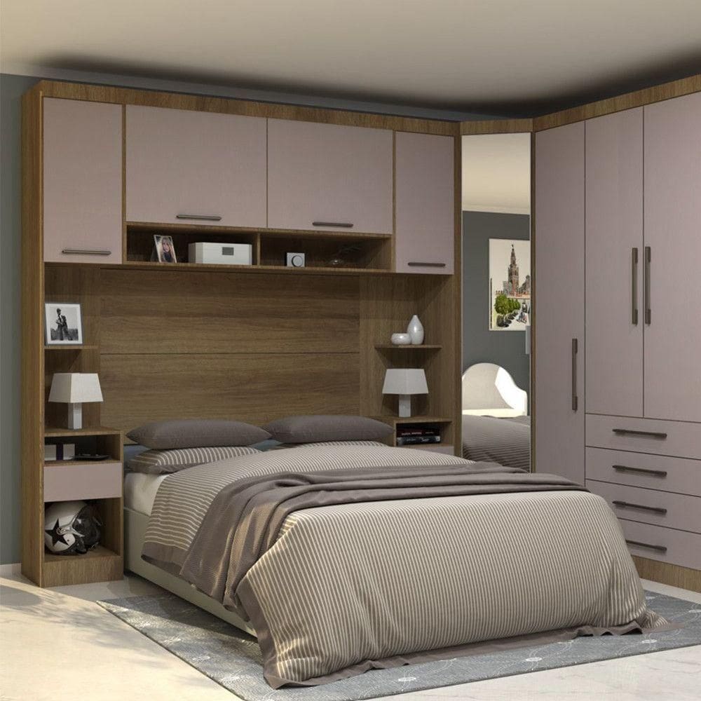 Conjunto Quarto Eucamoveis Paris 5 Peças 8 Portas 6 Gavetas Avela/cinammon