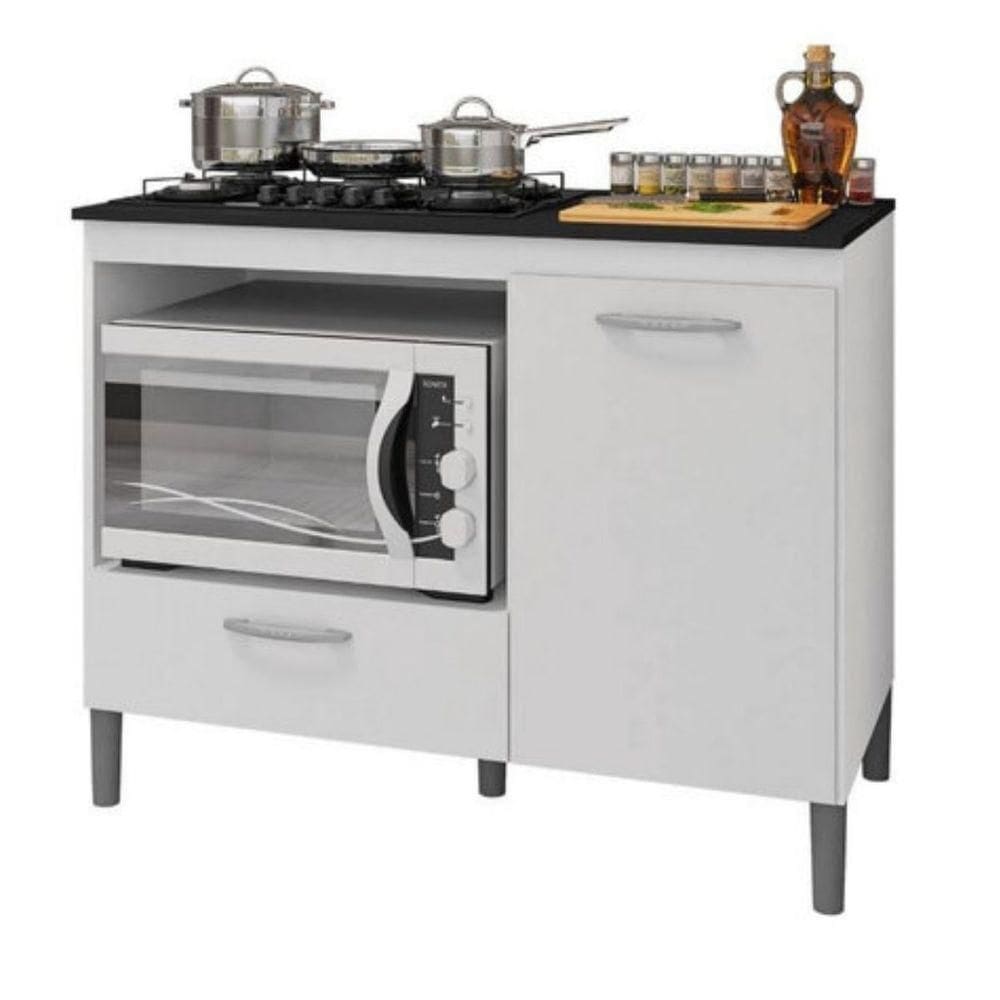 Balcão Para Cooktop Armário De Cozinha Compacta Com Tampo Branco