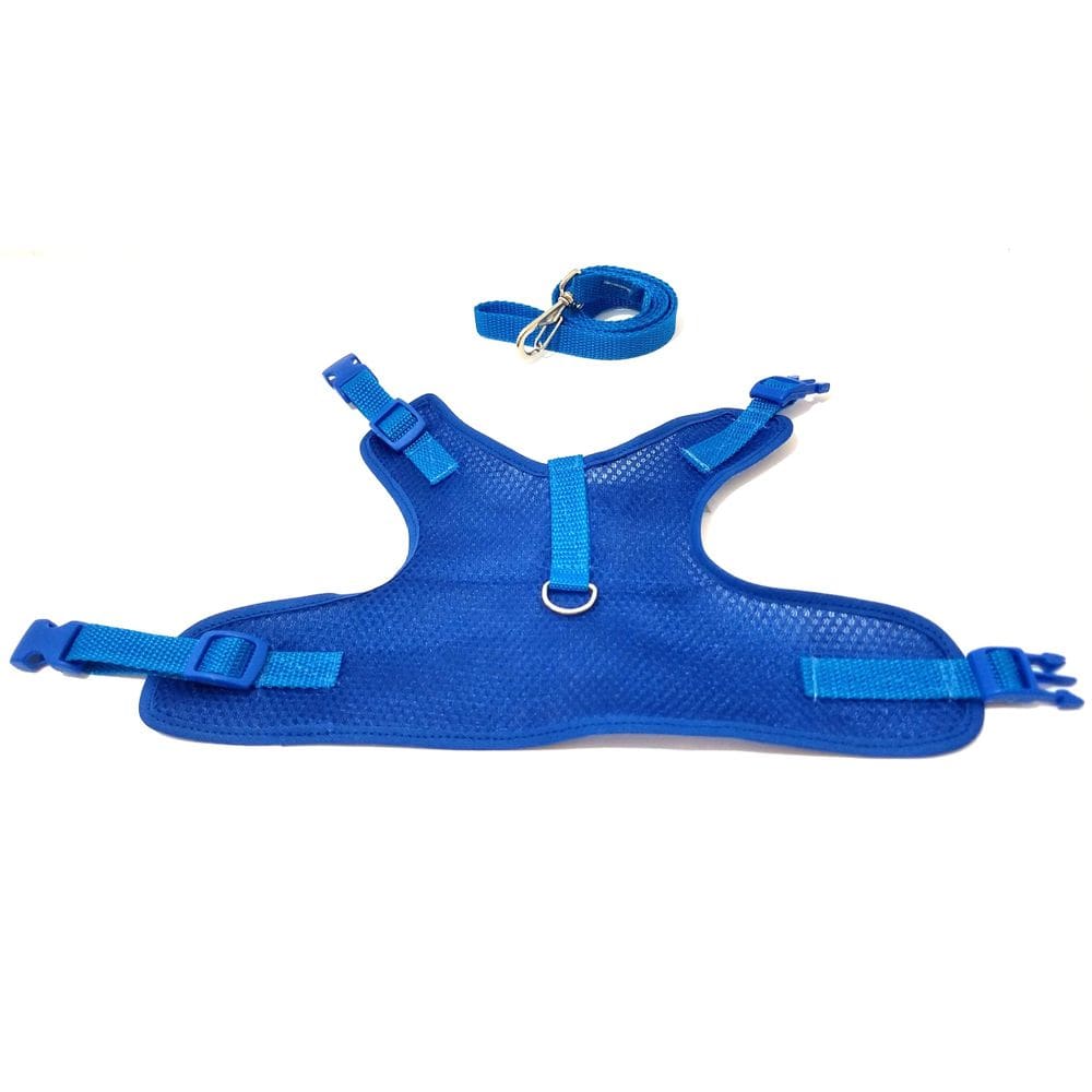 Colete peitoral para cachorro aerado azul tamanho M