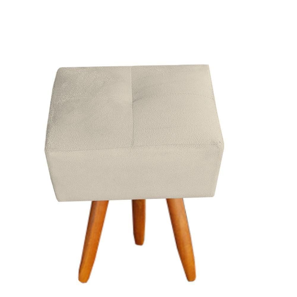 Puff Malu Decorativo Pés Palito Suede Bege D`classe Decor