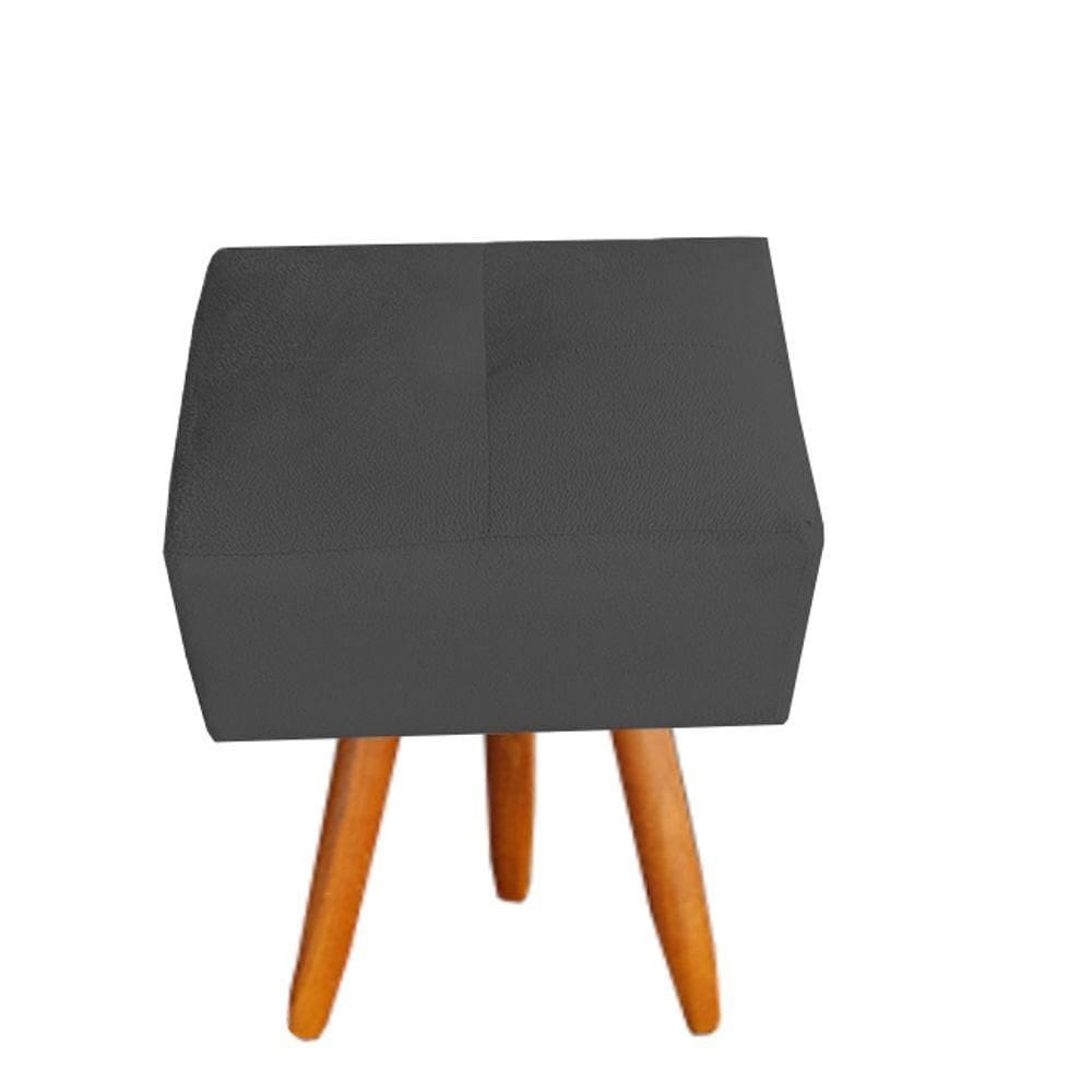 Puff Malu Decorativo Pés Palito Suede Grafite D`classe Decor