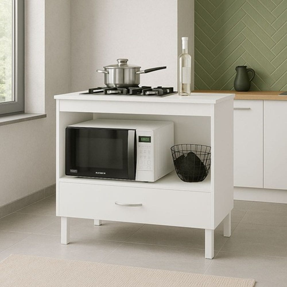 Balcão Cooktop Florida 80cm Com 1 Porta Branco