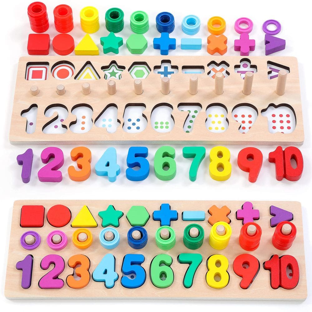 Brinquedos Montessori de madeira BEKILOLE Number Puzzles para crianças