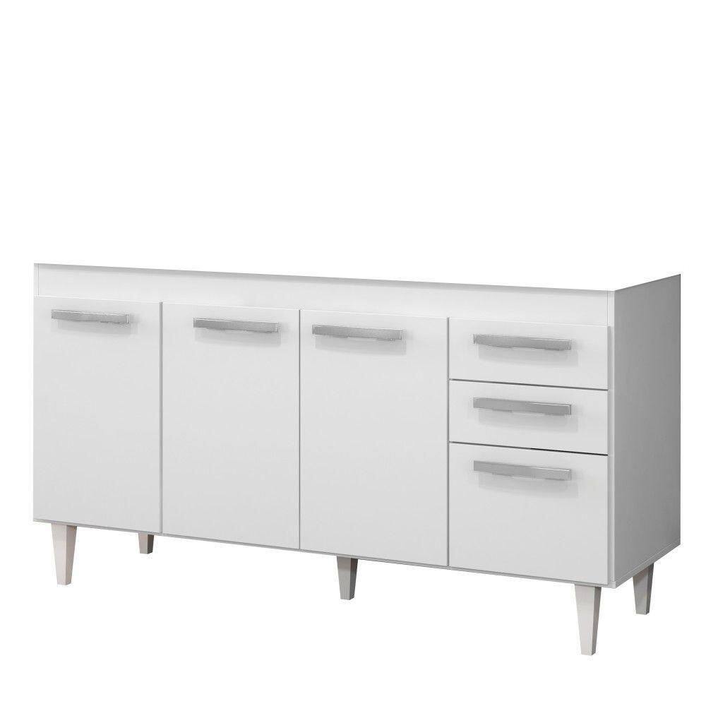 Balcão Gabinete Para Pia 150cm Sem Tampo Lisboa - Lumil Branco