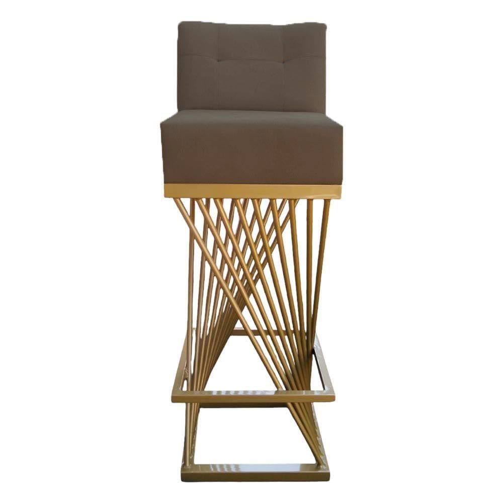 Banqueta Luma Base De Ferro Sued Marrom Rato D`classe Decor