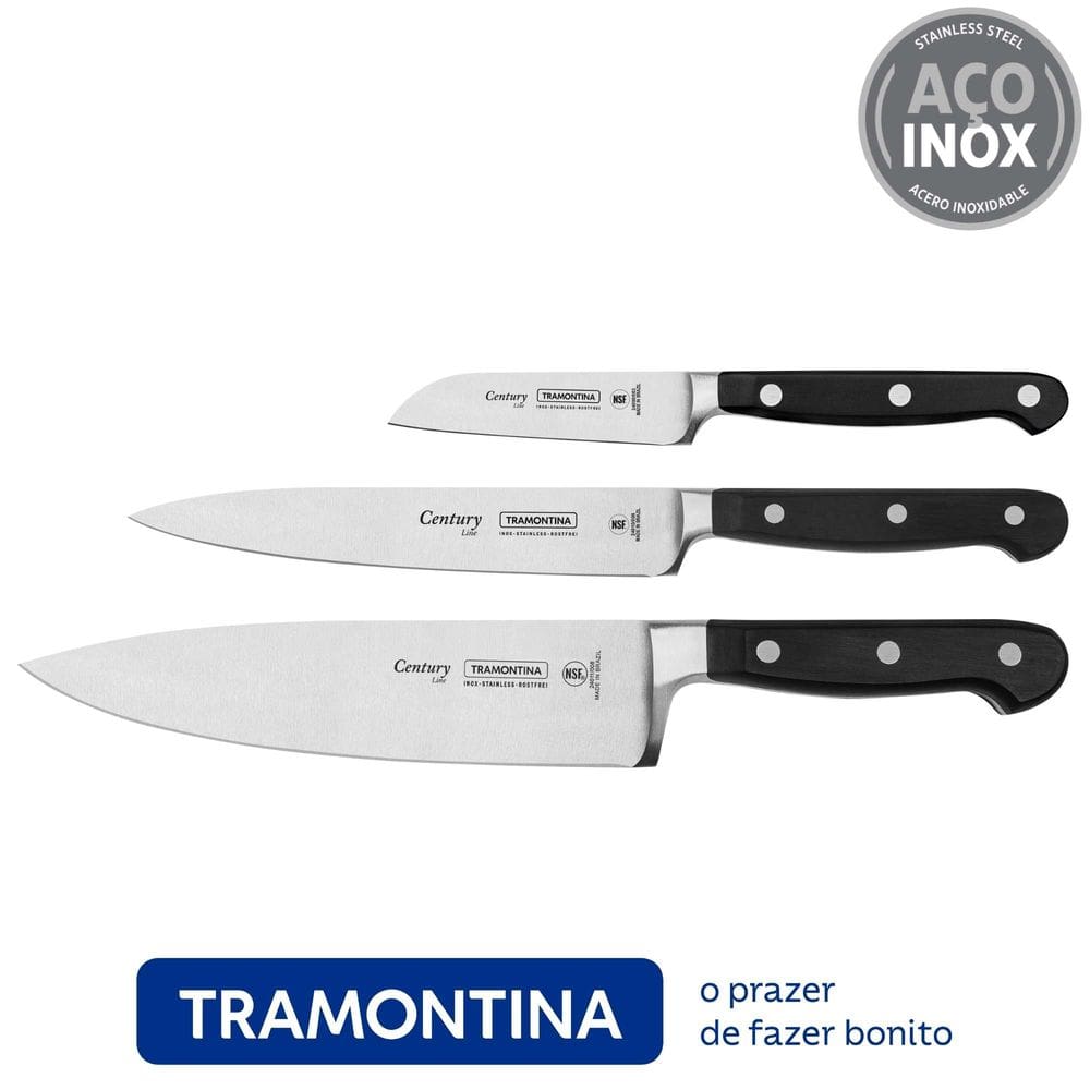 Jogo de 3 Facas com Lâminas em Aço Inox Century - Tramontina