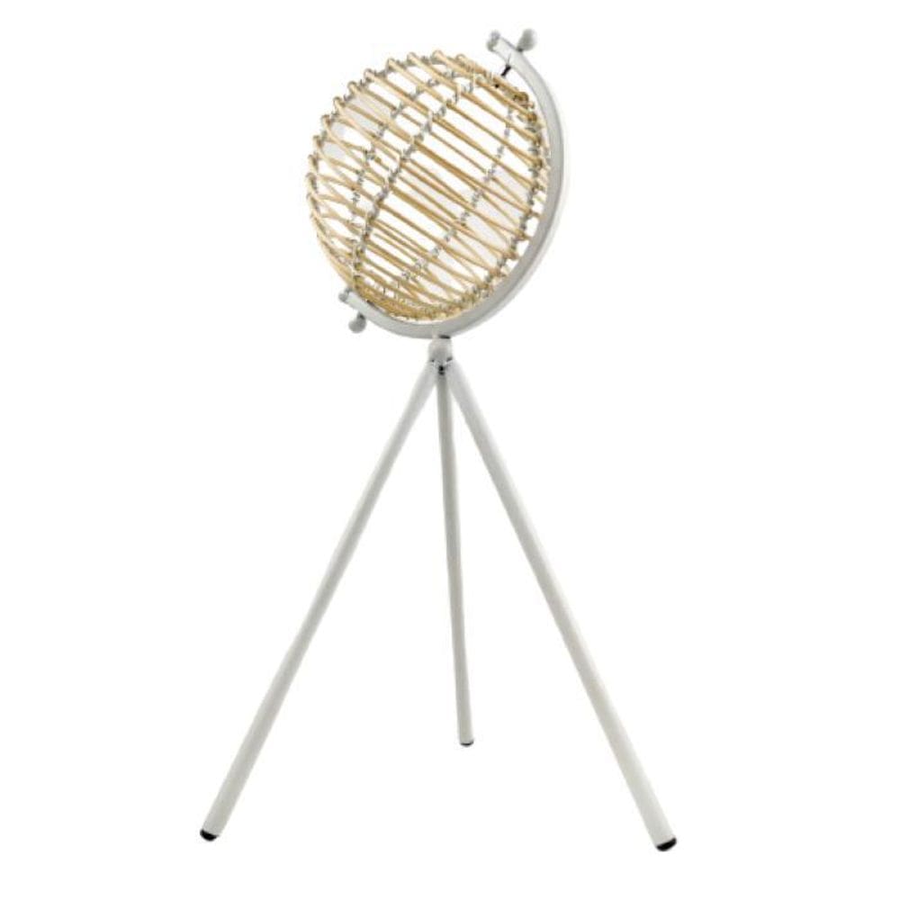 Globo Terrestre Decorativo Branco Tripé Madeira 50X17Cm