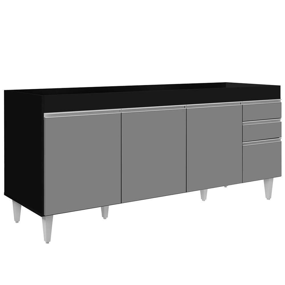 Balcão Gabinete Para Pia 180cm Sem Tampo Dallas Preto-cinza - Lumil