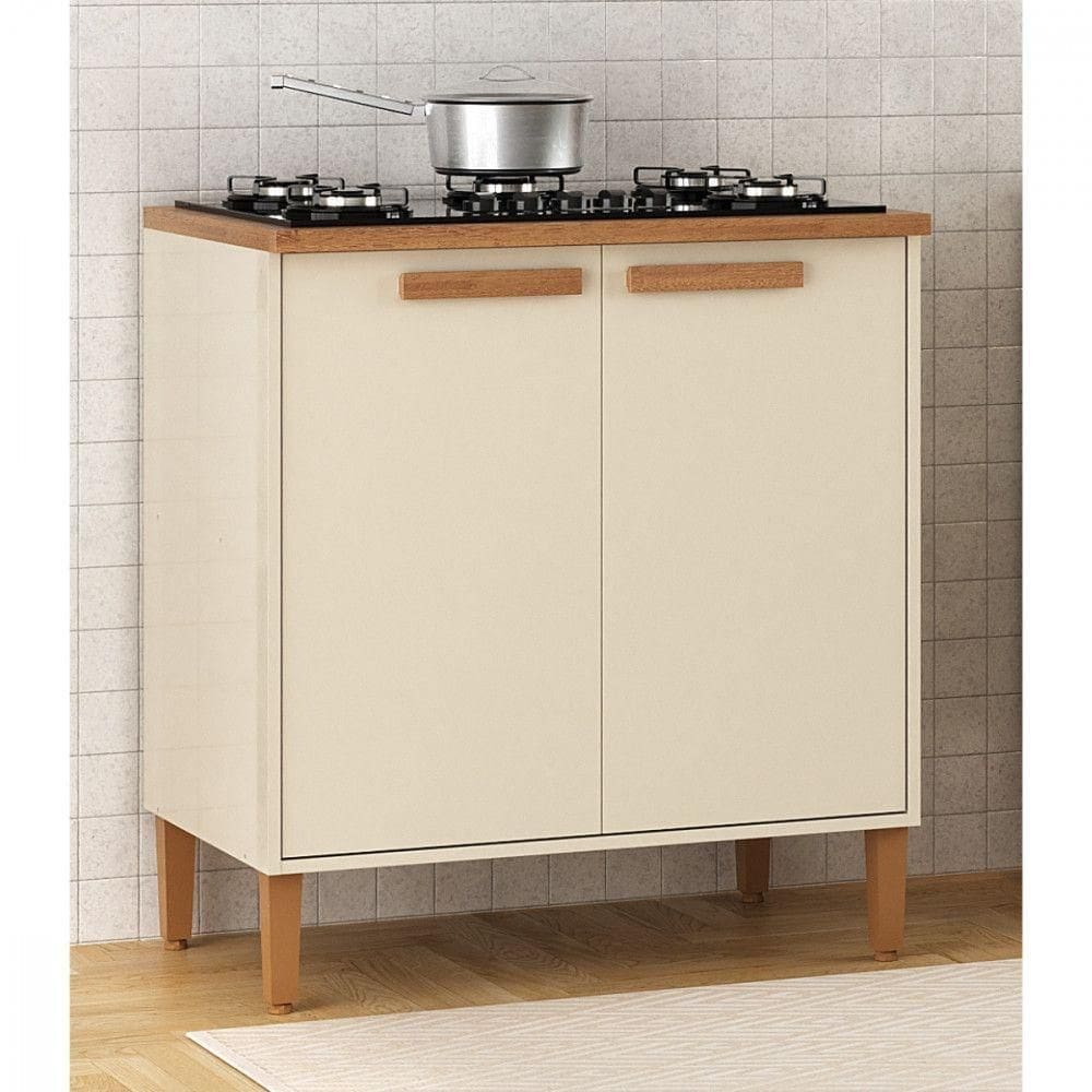 Balcão Para Cooktop 4 Ou 5 Bocas Munique Off White Com Canelato