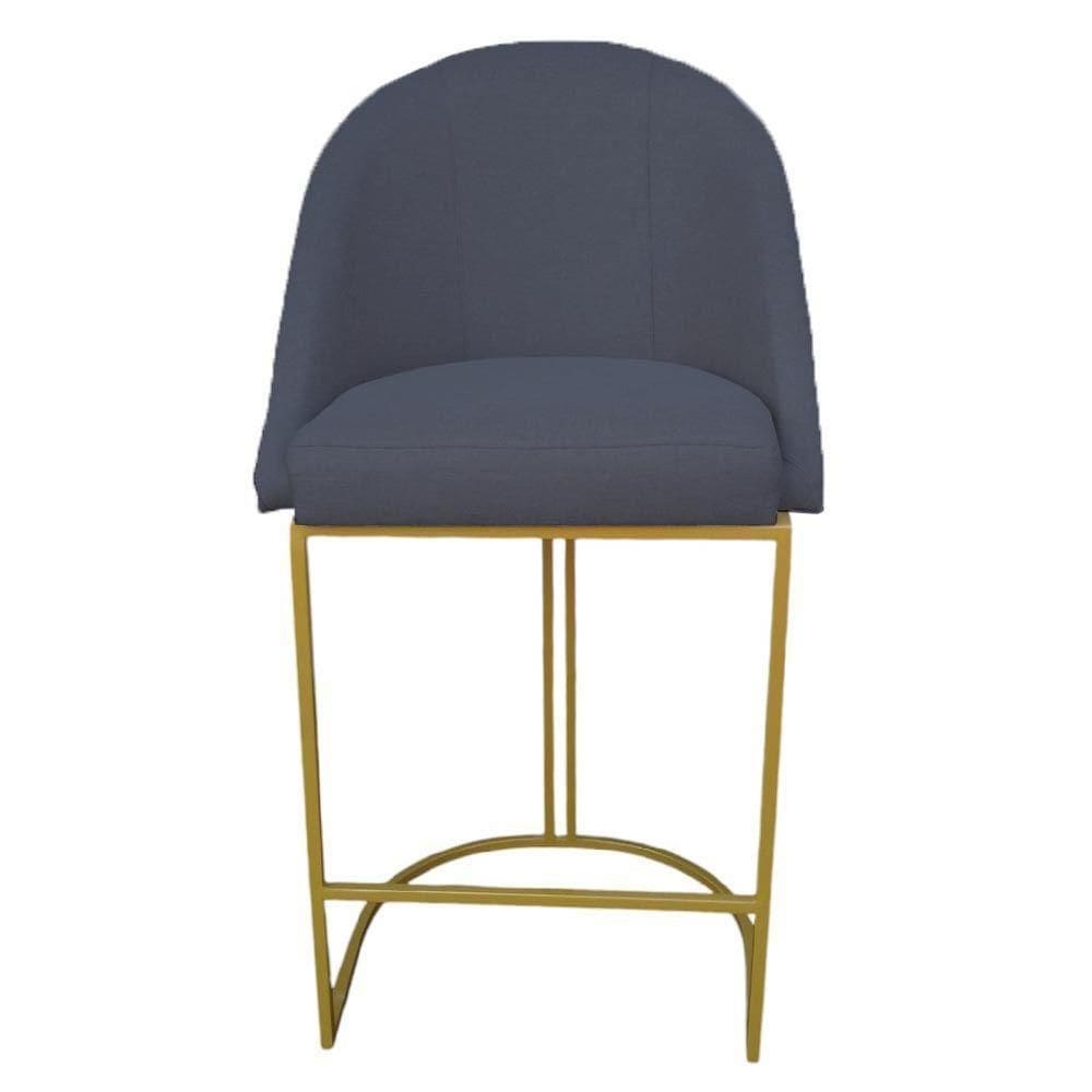 Banqueta King Base De Ferro Linho Grafite D`classe Decor