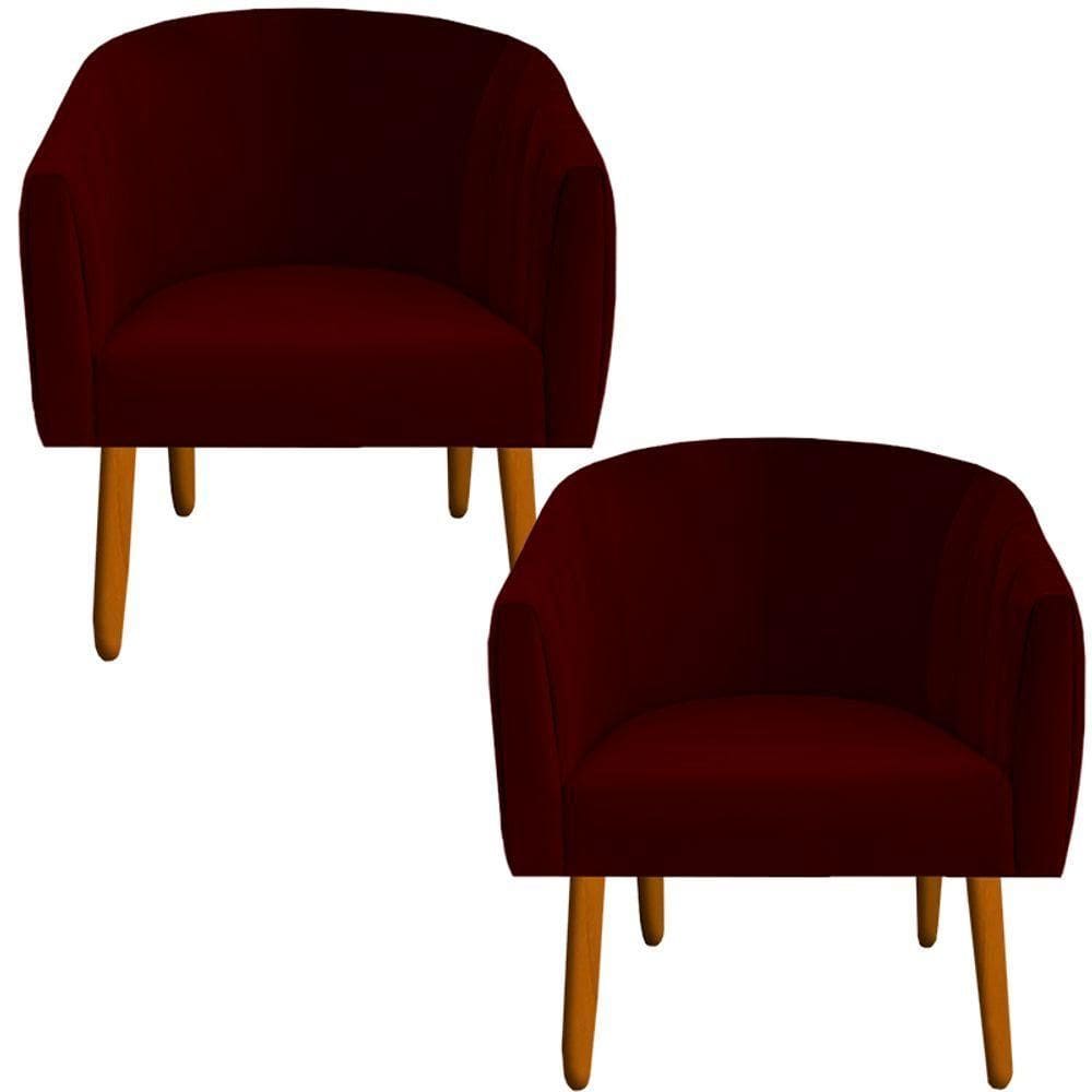 Kit 02 Poltrona Julia Decoração Salão Cadeira Escritório Recepção Estar Amamentação Suede Marsala D`classe Decor