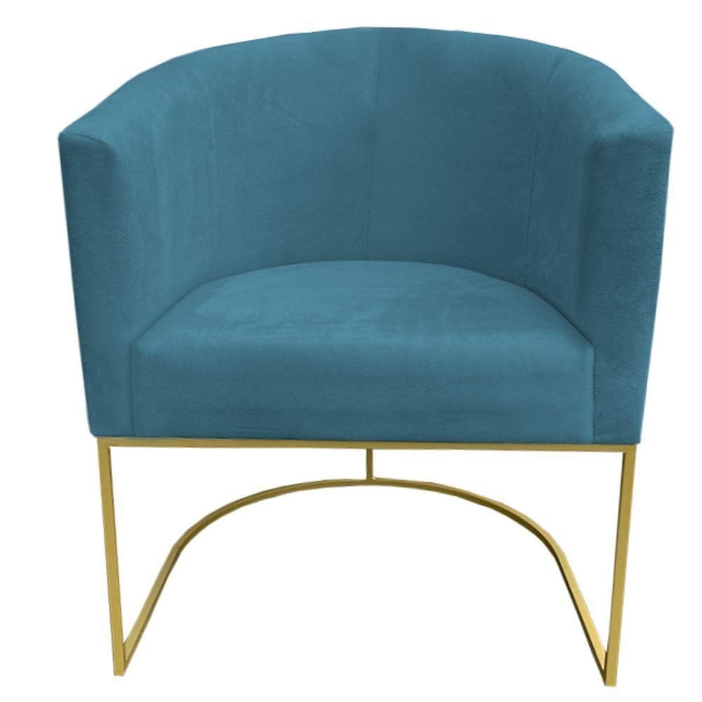 Poltrona Paola Base De Ferro Sued Azul Tiffany D`classe Decor