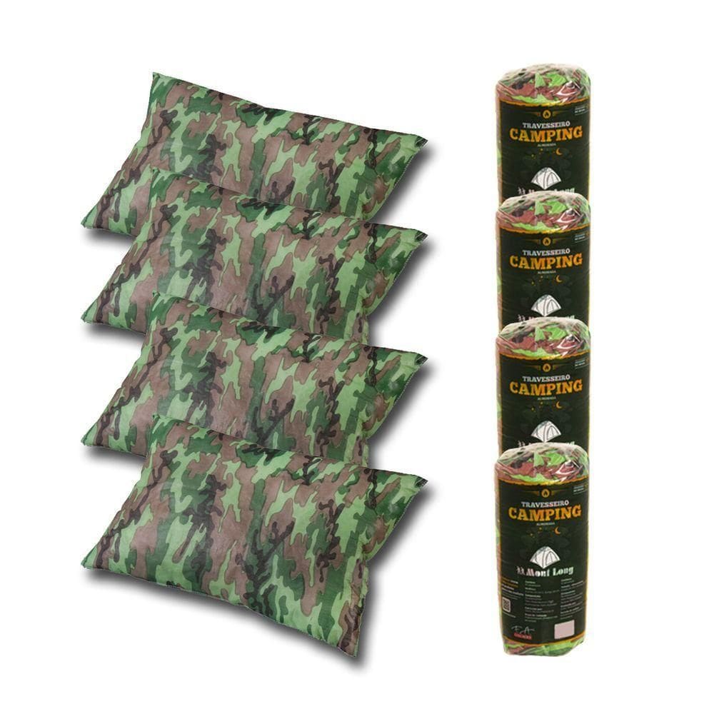 Kit 4 Travesseiros Almofada Mont Long Acampamento 45x65