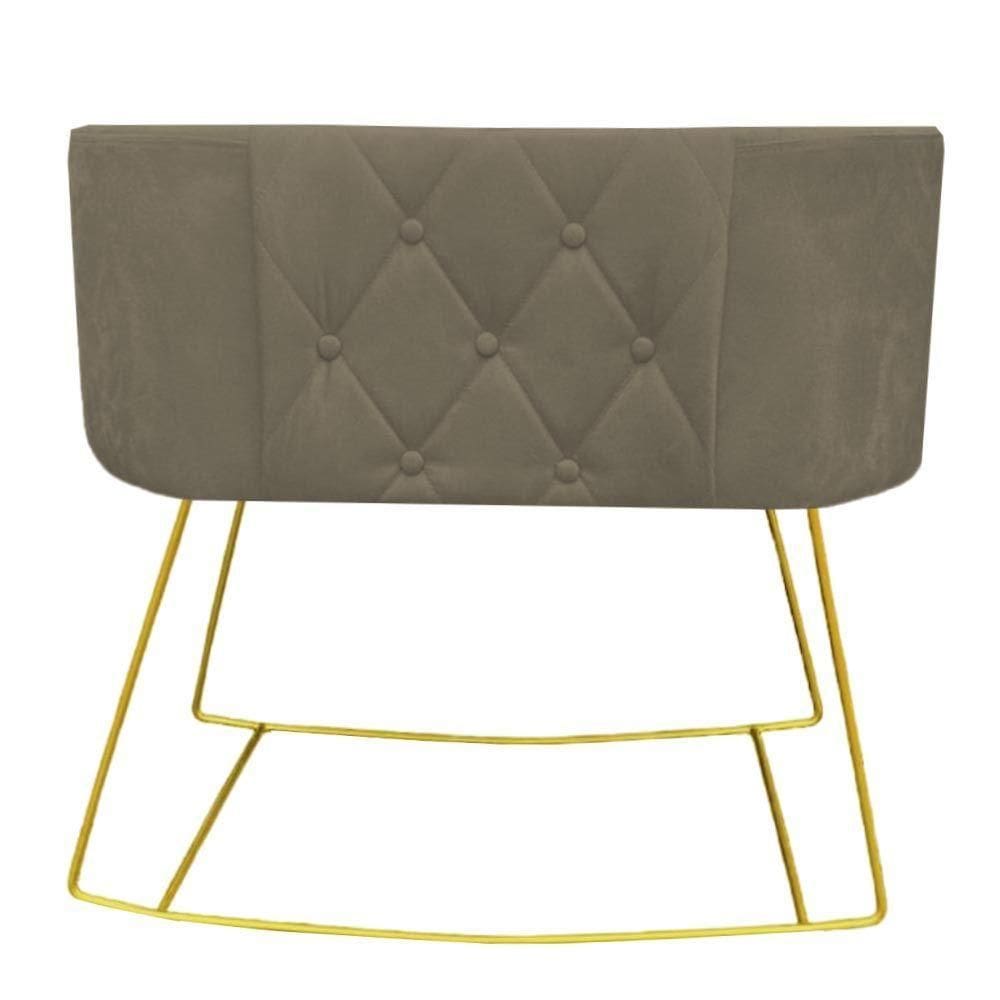 Mini Berço Aconchego Com Balanço Suede Marrom Rato D`classe Decor