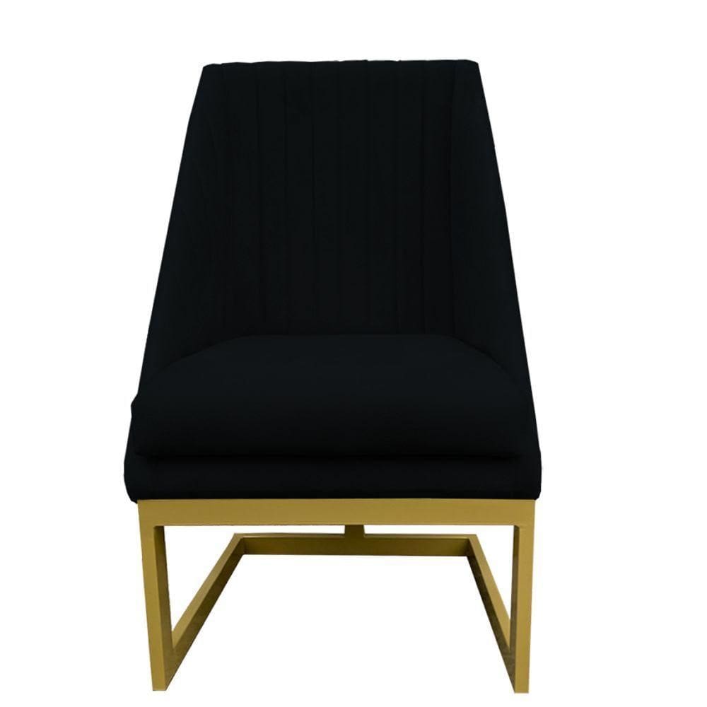Cadeira Para Sala De Jantar Ana Base De Ferro Suede Preto D`classe Decor