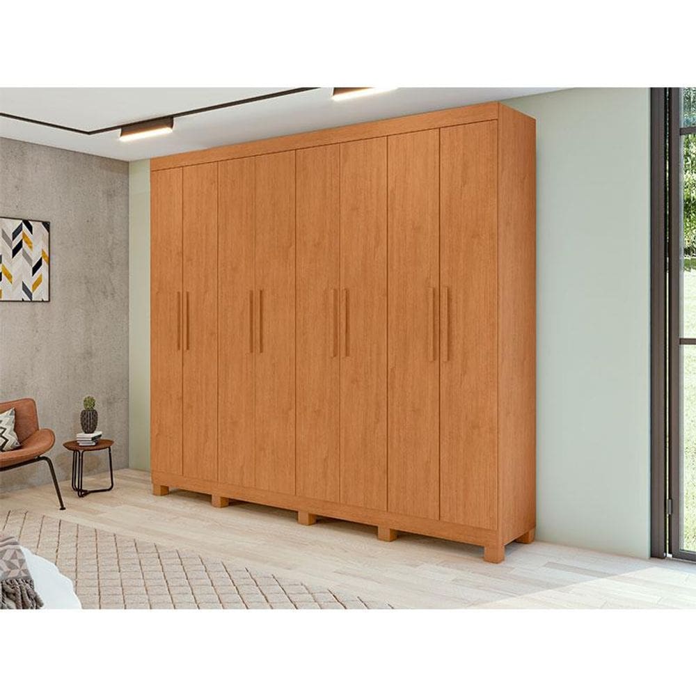 Guarda Roupa Casal Ambiente Andara Soft 8 Portas Amêndoa Clean com Pés - Lopas