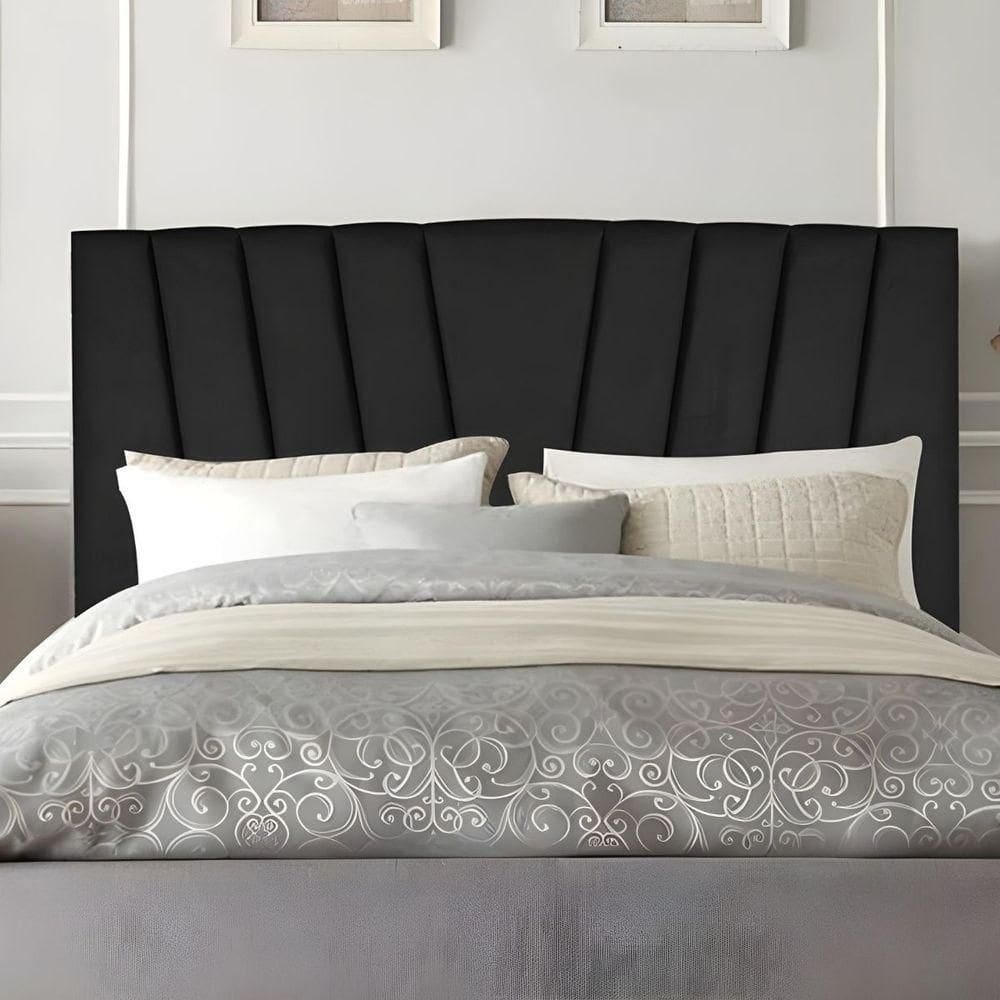 Cabeceira Casal De Cama Estofada 140 Cm Lile Suede Preto