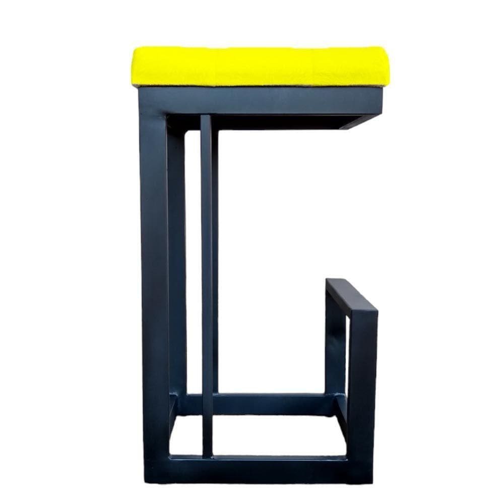 Banqueta Londres Base De Ferro Sued Amarelo D`classe Decor