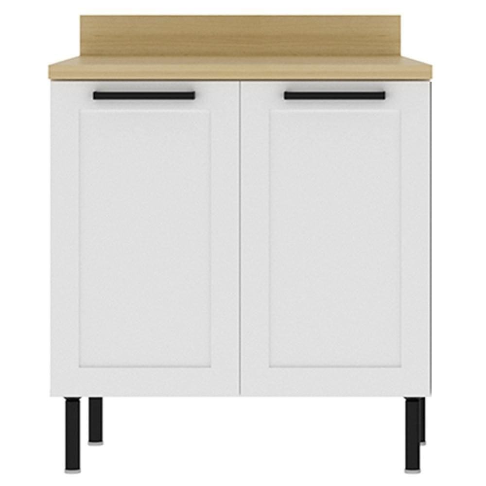 Balcão Com Tampo 80 Cm 2 Portas Mdf Branco Tecno Mobili