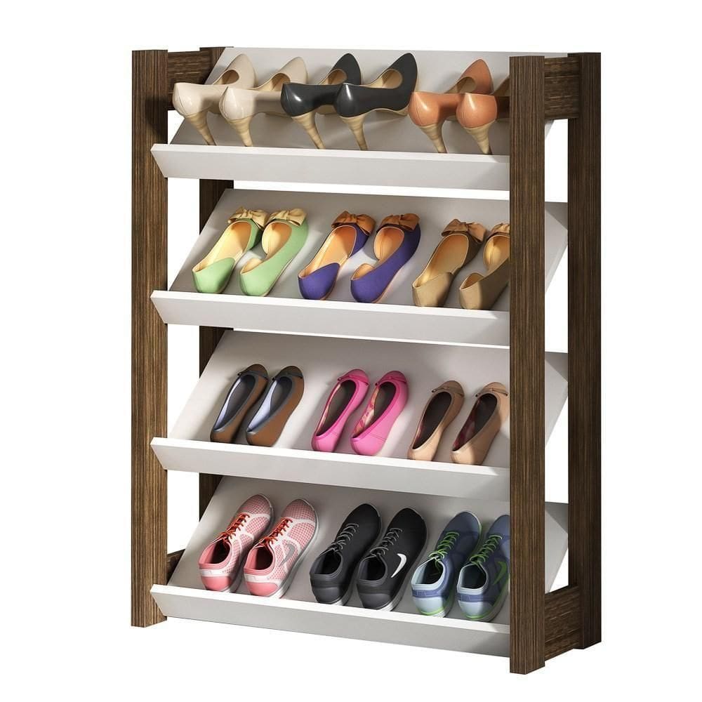 Armário Multiuso Sapateira Az1025 Branco-nogal - Tecno Mobili