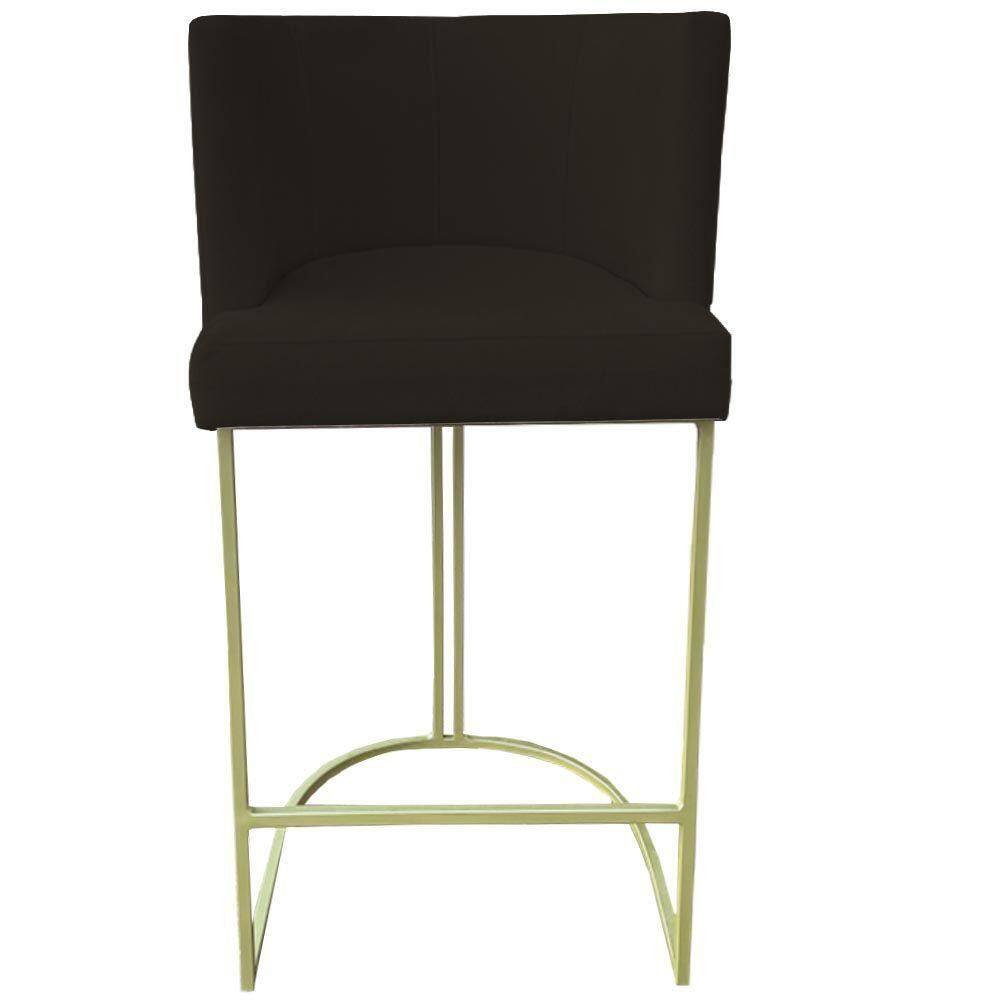 Banqueta Toquio Base De Ferro Sued Marrom D`classe Decor