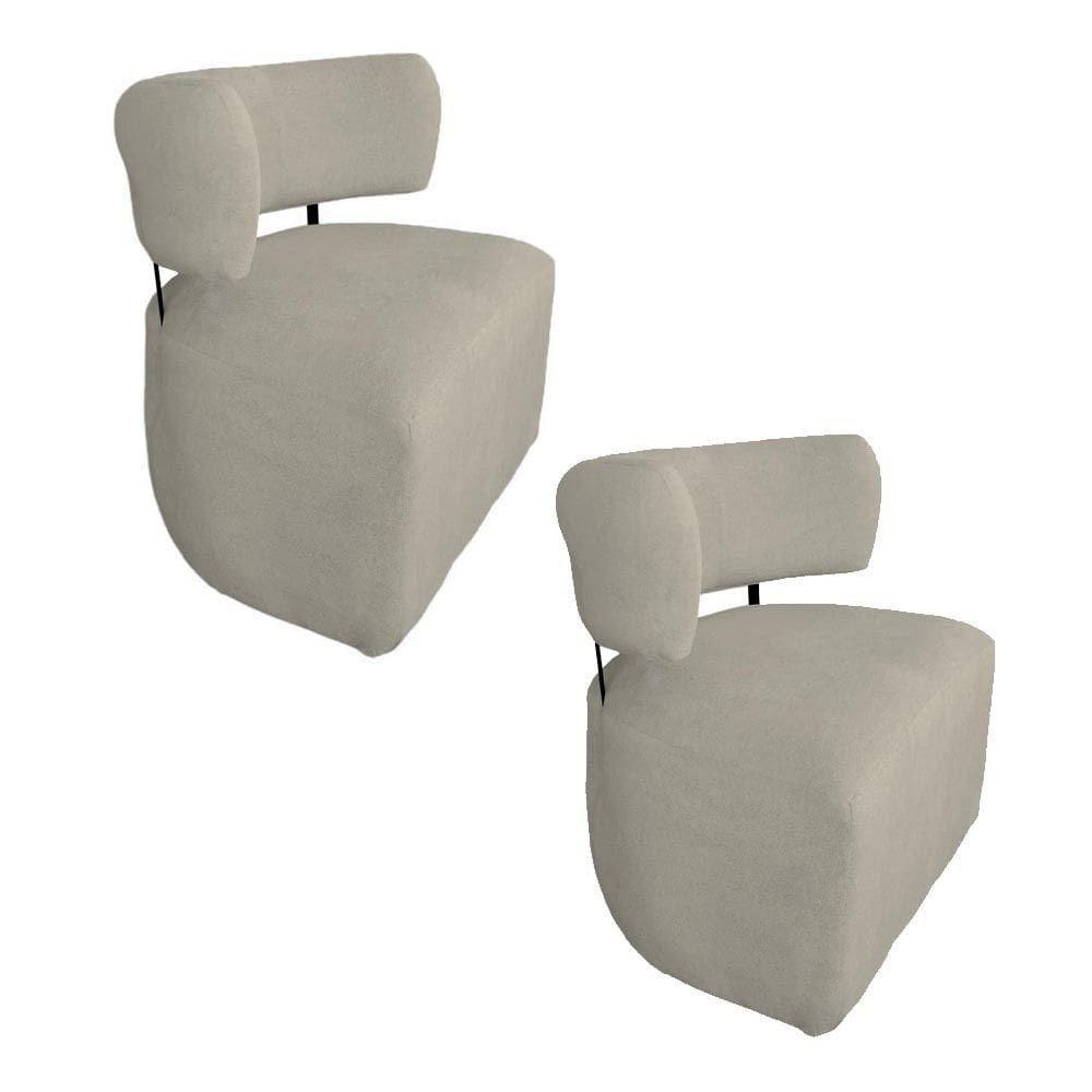 Kit 02 Poltronas Organicas Bouclê Bege D`classe Decor