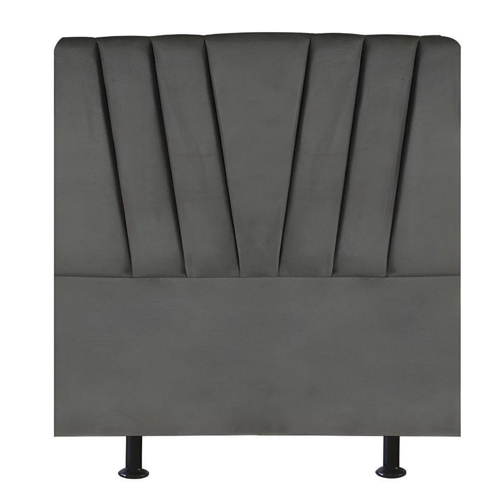 Cabeceira Estofada Cama Solteiro 100 Cm Ariel Suede Cinza