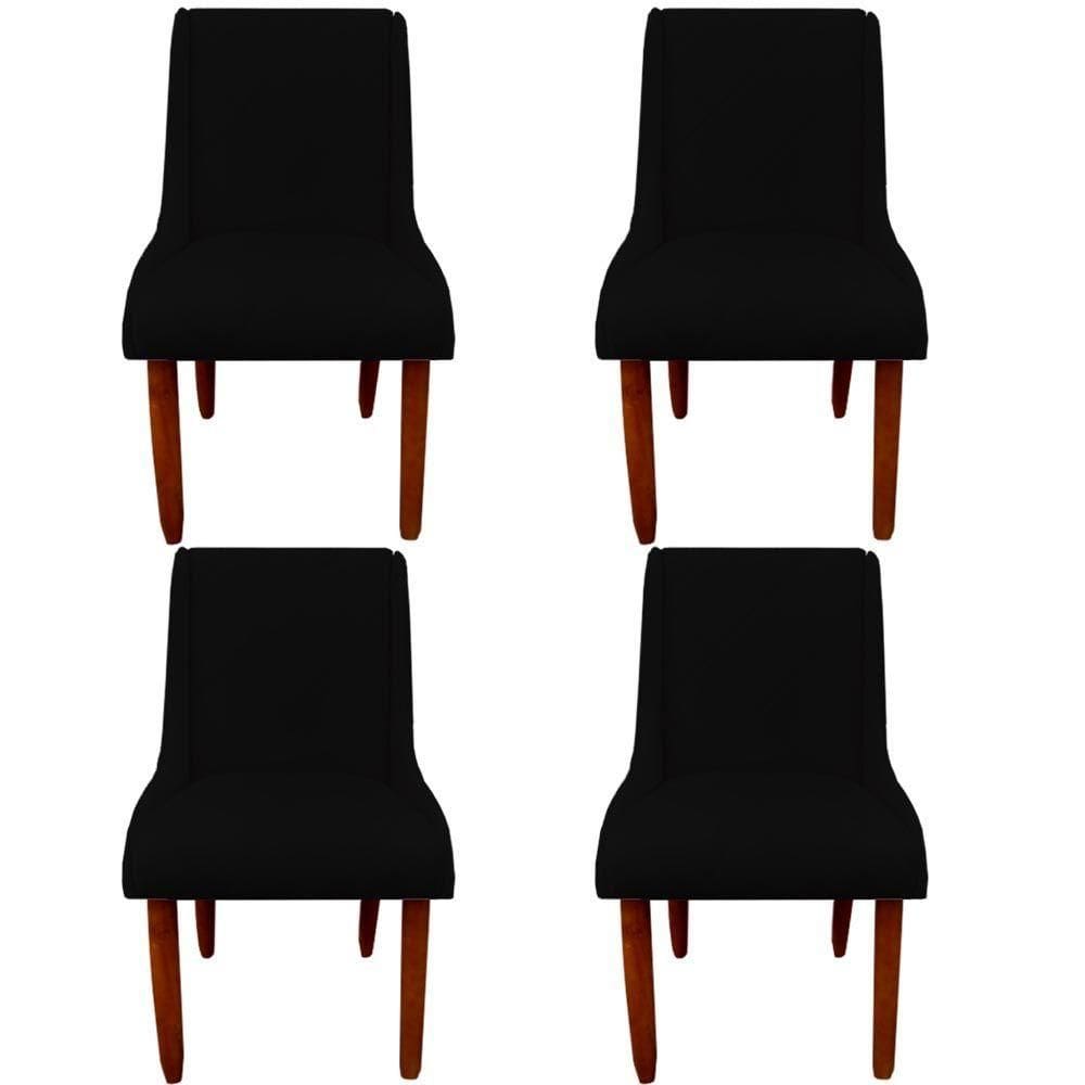 Kit 04 Cadeiras Para Sala De Jantar Lizz Pés Palito Veludo Preto D`classe Decor