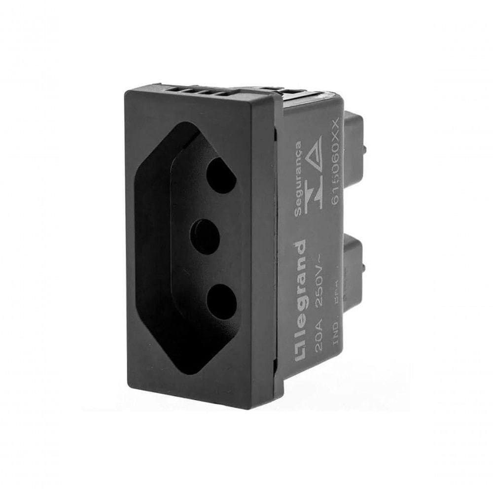 Tomada 2p+t 20a 250v B.parafuso 1m Preta 615060pt