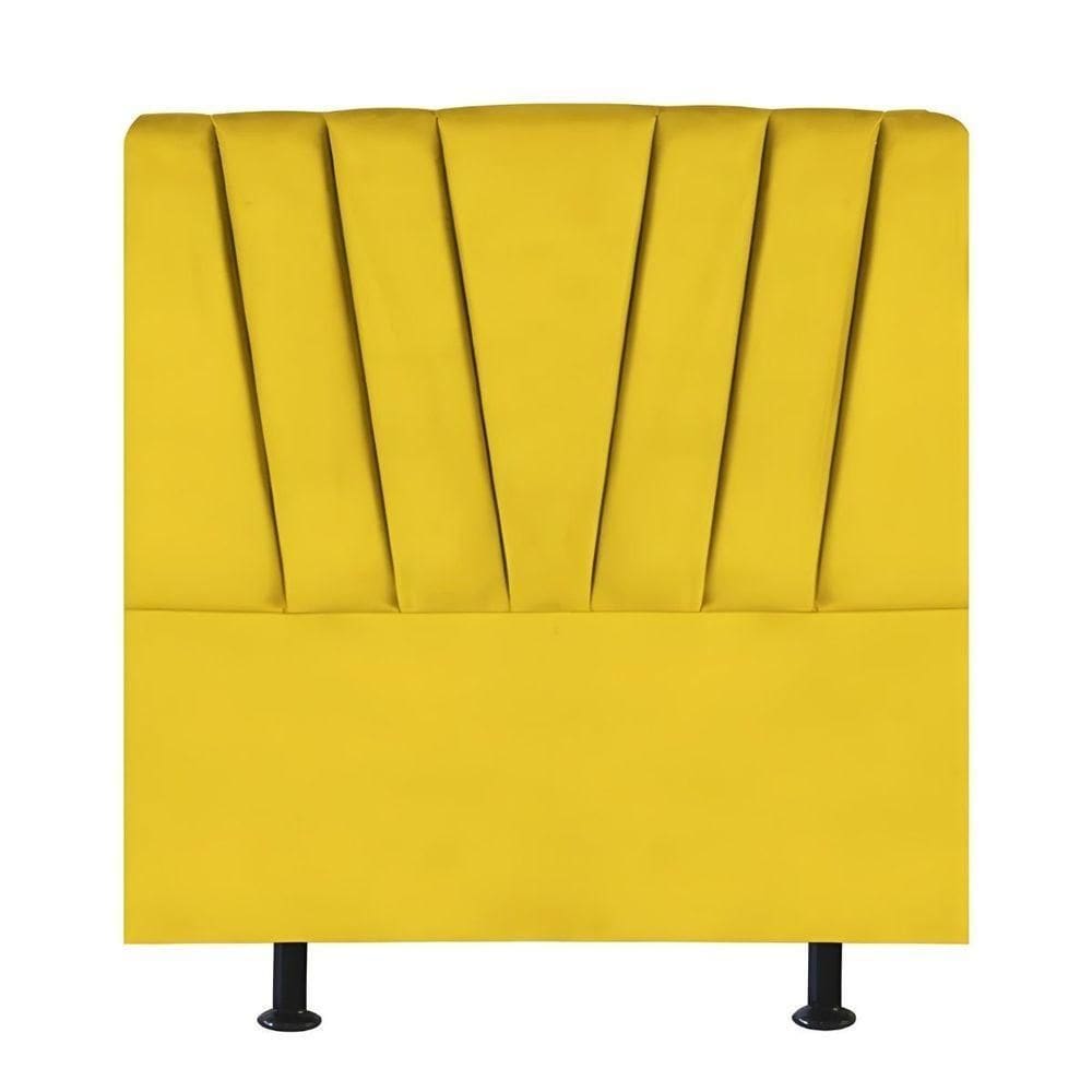 Cabeceira Estofada De Cama Casal 140 Cm Ariel Suede Amarelo