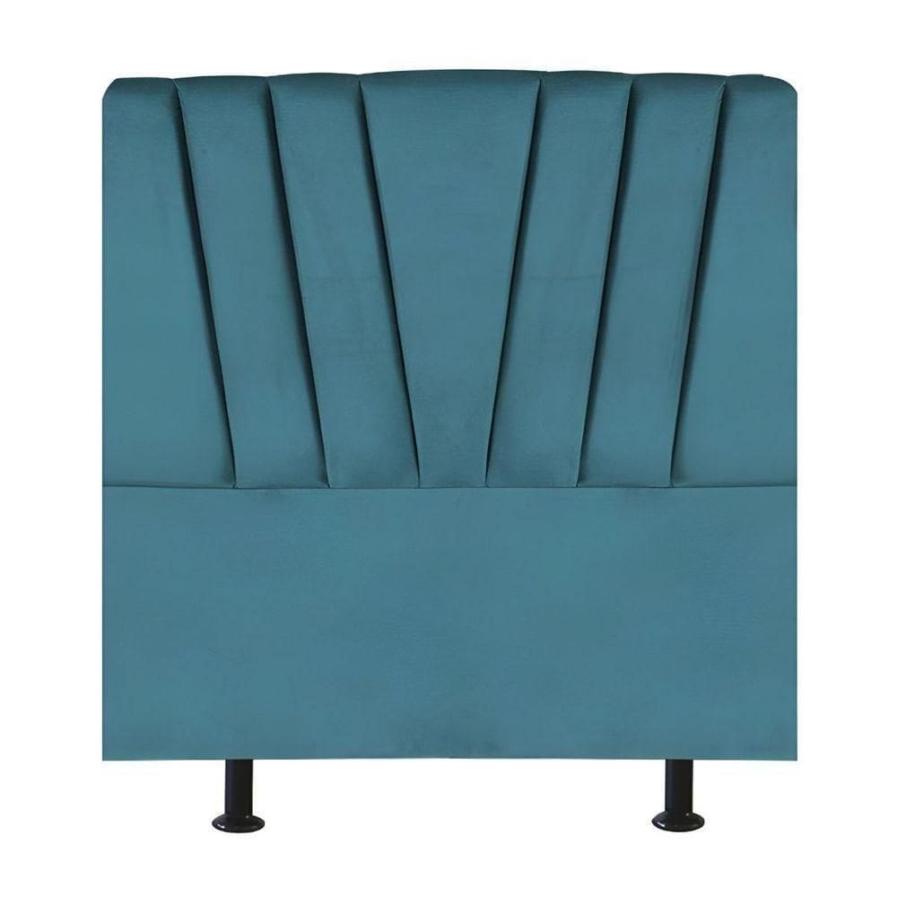 Cabeceira Estofada Cama Solteiro 100 Cm Ariel Suede Azul Turquesa