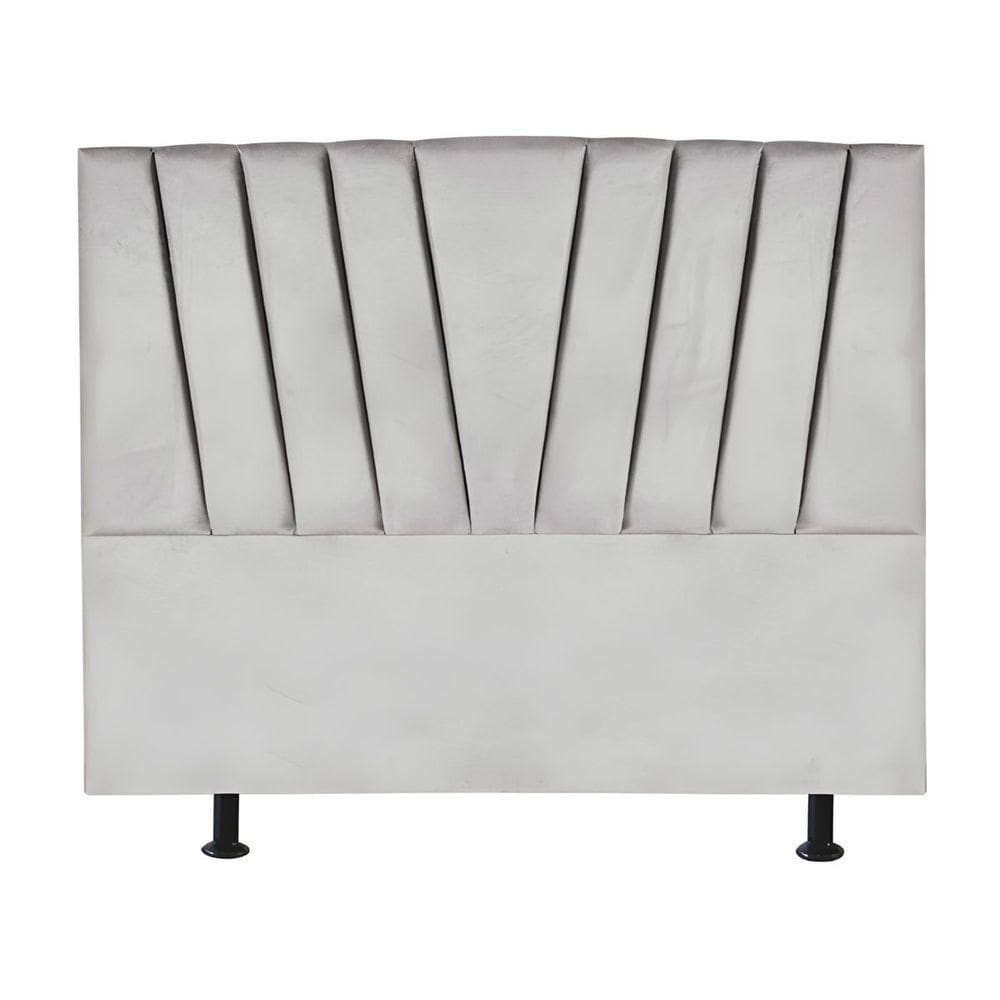 Cabeceira Estofada Cama King 195 Cm Ariel Veludo Cinza Claro