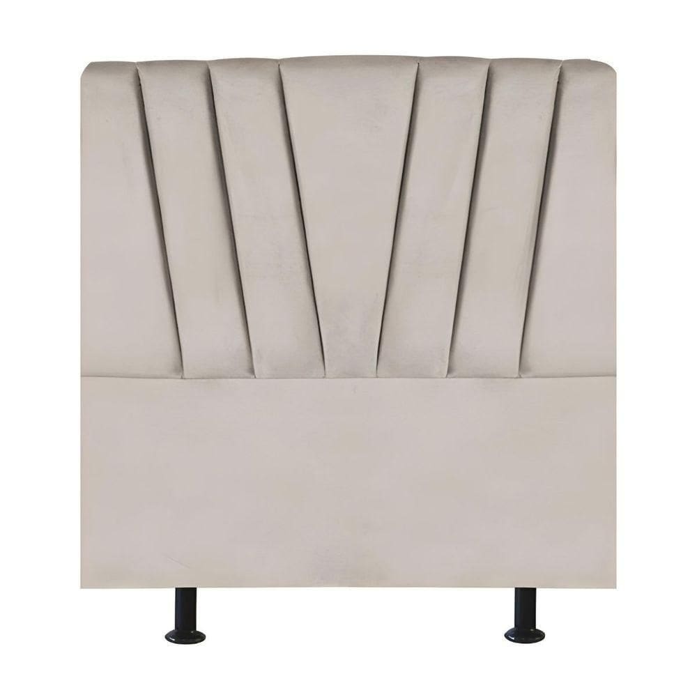 Cabeceira Estofada Cama Solteiro 100 Cm Ariel Veludo Bege